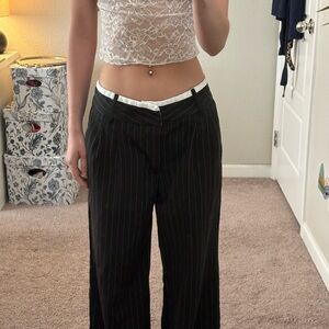 Women's Black Pinstripe Pants